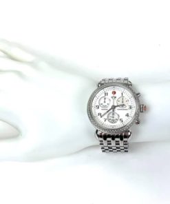 Michele Diamond CSX 36 Silver Watch on hand model