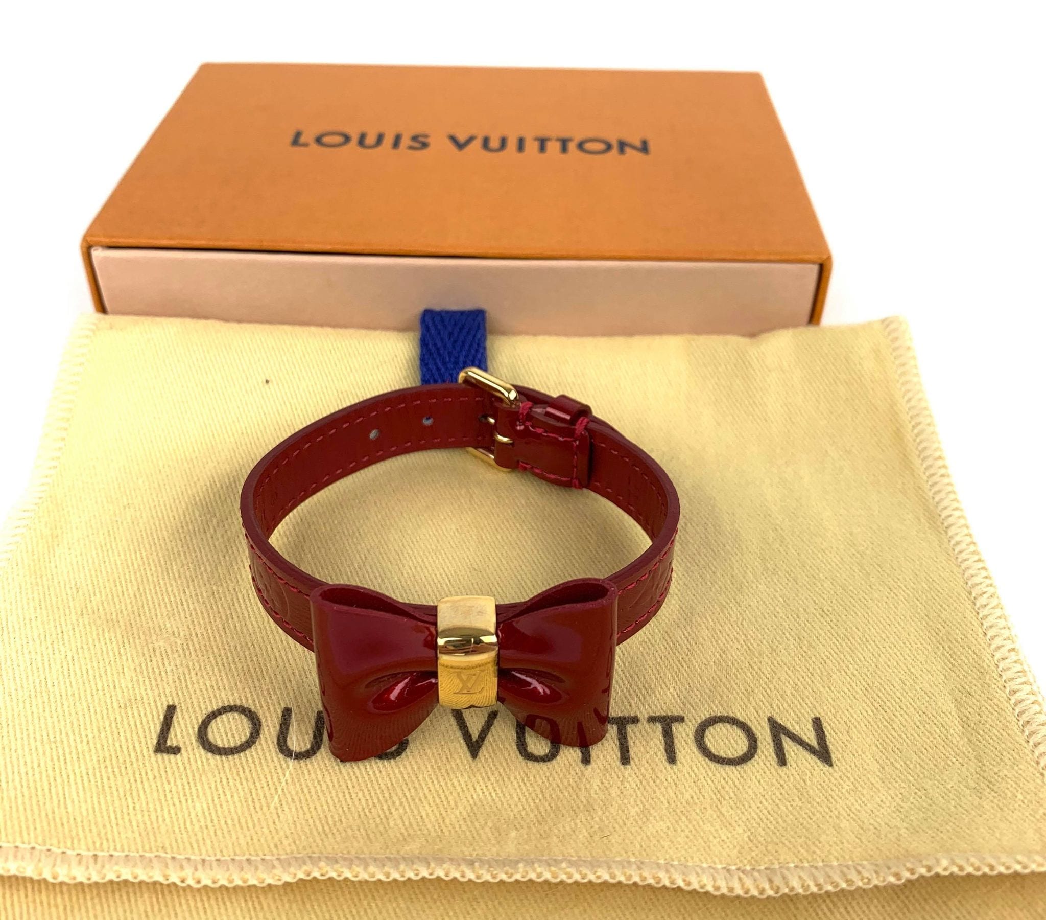 Authentic Louis Vuitton Bronze Monogram Vernis Felicitations Snap Bracelet .