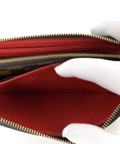 Louis Vuitton Damier Ebene Clemence Wallet Red Interior