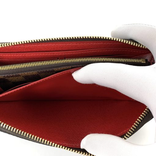 Louis Vuitton Damier Ebene Clemence Wallet Red Interior