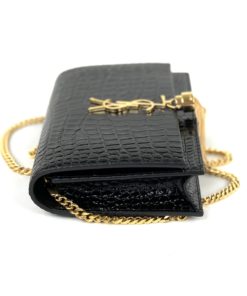 YSL Kate Tassel-Embellished Croc-Embossed Leather Wallet-On-Chain