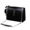 YSL Medium Sunset Bag in Black Crocodile-Embossed Leather
