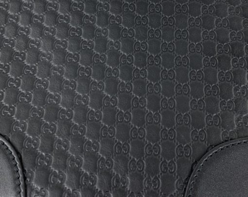 Gucci Messenger Bree Micro GG Guccissima Black Leather Crossbody