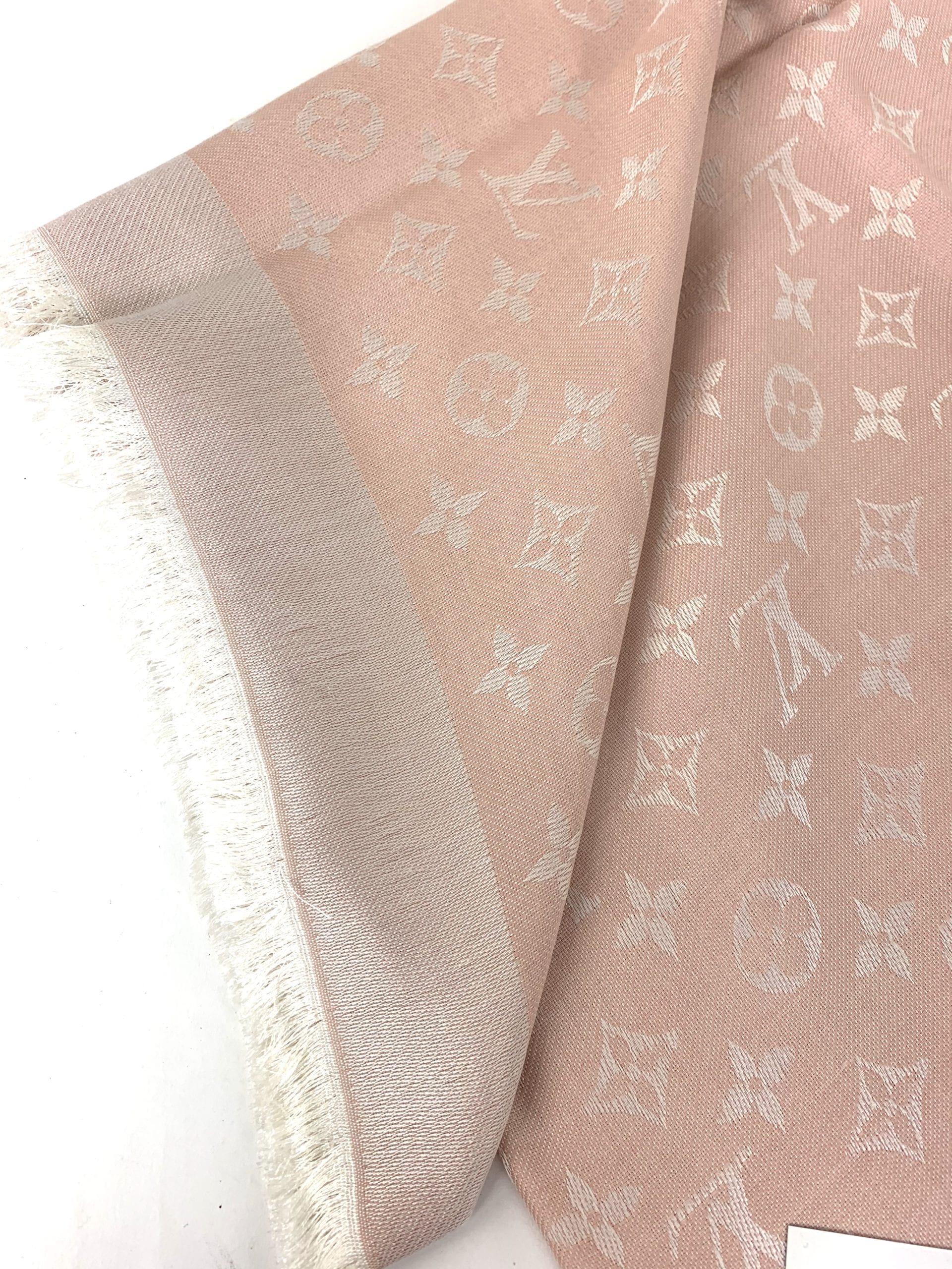 Louis Vuitton Beige Rose Monogram Silk & Wool Denim Shawl Louis Vuitton
