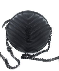 YSL Jade Round Quilted Grain de Poudre Crossbody Bag