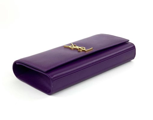 YSL Monogram Purple Leather Clutch