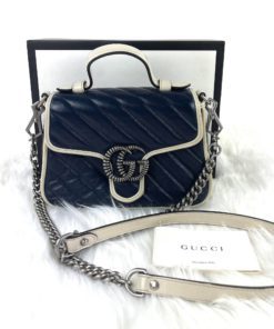 Gucci GG Marmont Mini Top Handle Bag Blue/Silver