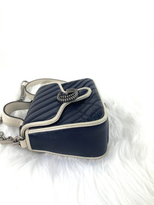 Gucci GG Marmont Mini Top Handle Bag Blue/Silver