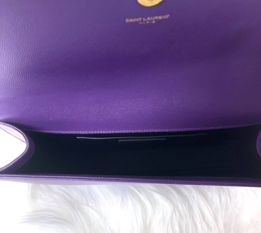 YSL Monogram Purple Leather Clutch