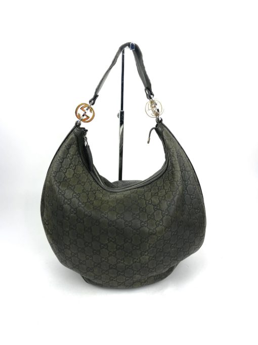 Gucci Guccissima Large GG Twins Hobo Olive Green