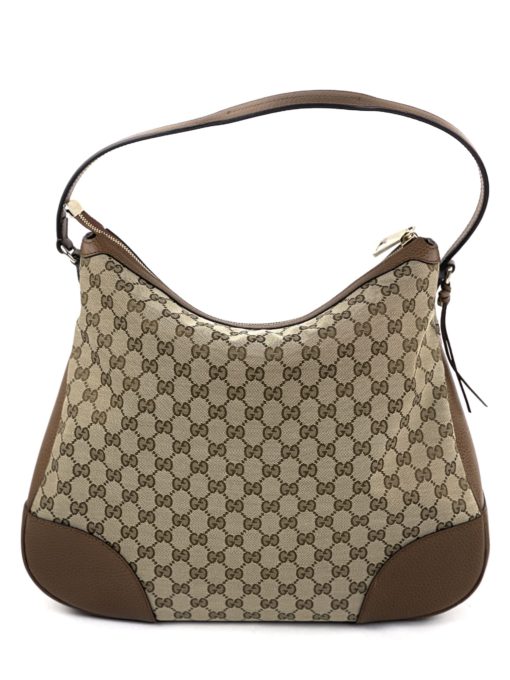 Gucci Original GG Large Bree Canvas Leather Hobo Beige/Brown