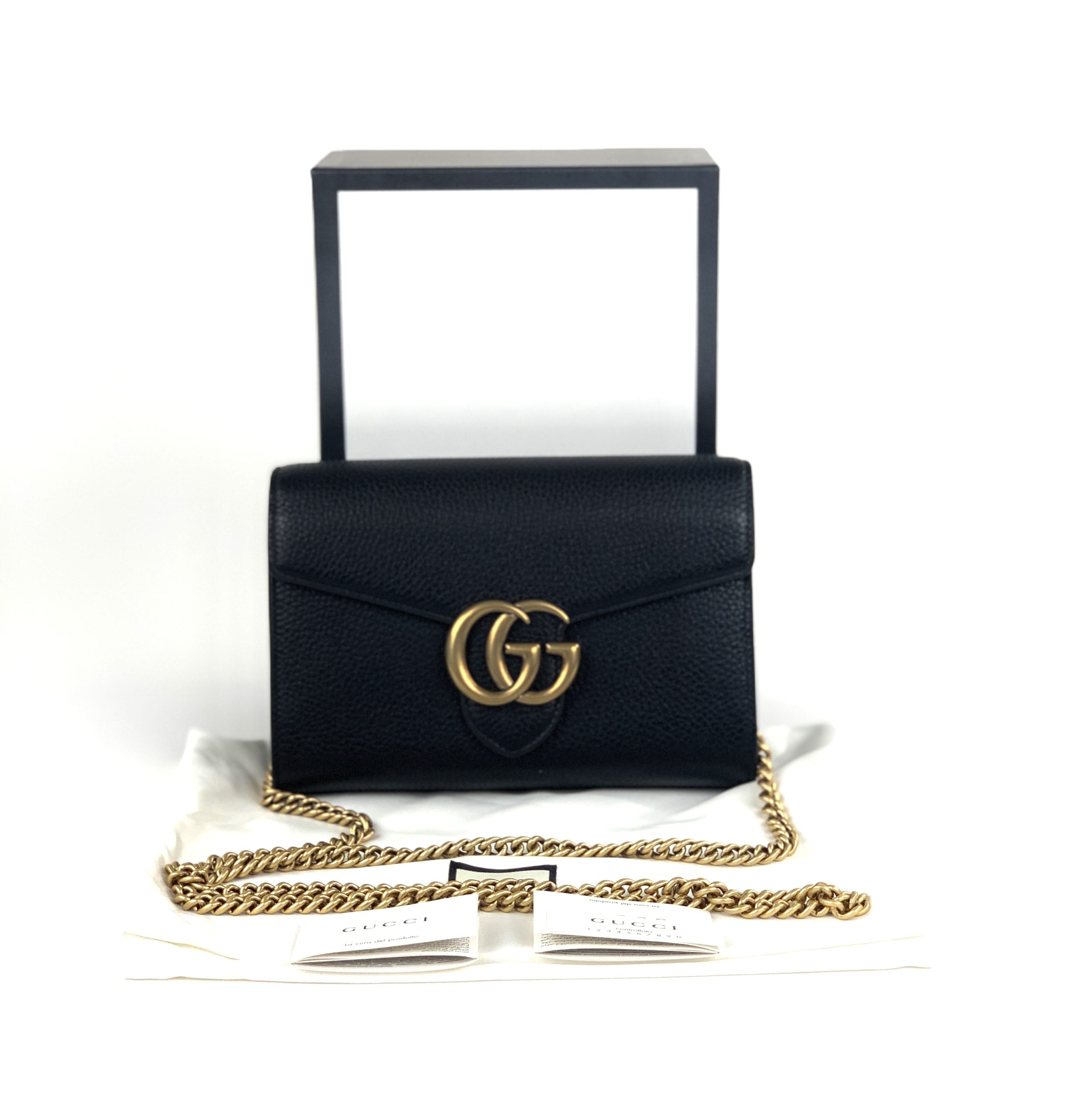 Gucci GG Marmont mini chain bag Black Leather ref.752060 - Joli Closet