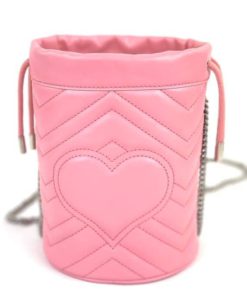 Gucci Matelasse Mini GG Marmont 2.0 Bucket Bag Pastel Pink
