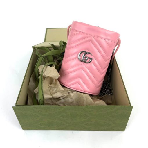 Gucci Matelasse Mini GG Marmont 2.0 Bucket Bag Pastel Pink
