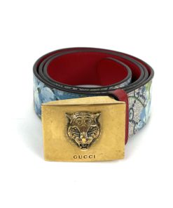 Gucci Blooms Print Coated Canvas Belt