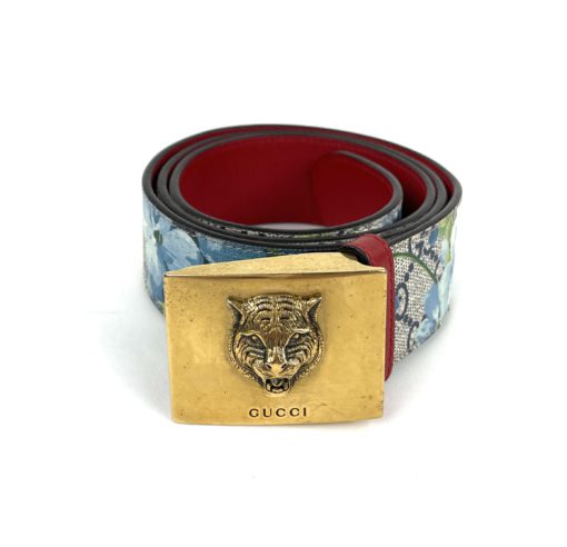 Gucci Blooms Print Coated Canvas Belt