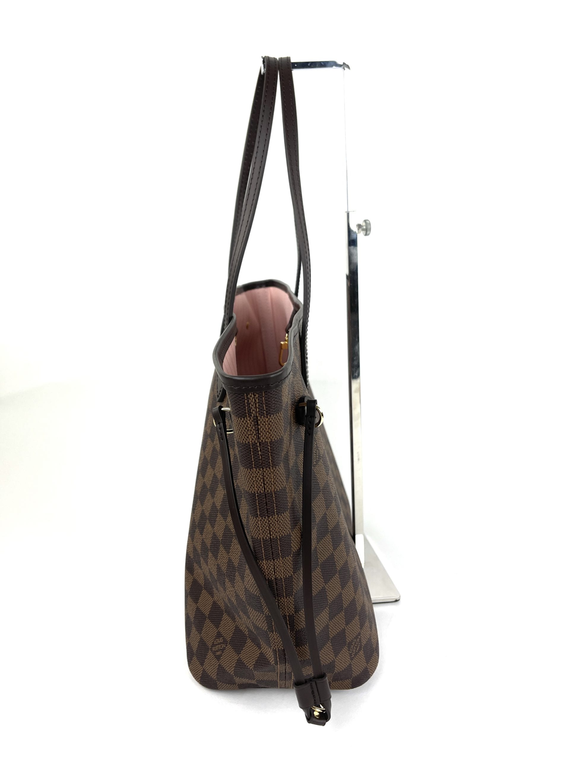 Louis Vuitton Ebene Neverfull MM Tote and Pouch Set with Rose