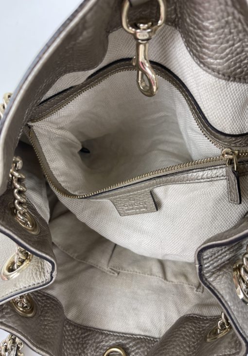 Gucci Soho Medium Leather Shoulder Bag Metallic Gold