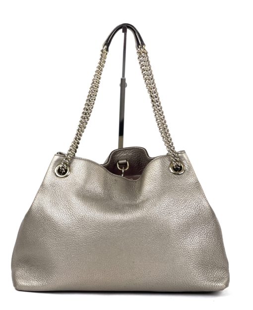 Gucci Soho Medium Leather Shoulder Bag Metallic Gold