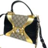 Gucci GG Supreme Monogram Osiride Top Handle Bag Black Gold 4