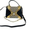 Gucci GG Supreme Monogram Osiride Top Handle Bag Black Gold 3