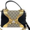 Gucci GG Supreme Monogram Osiride Top Handle Bag Black Gold 6