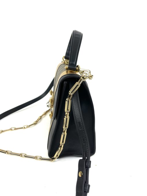 Gucci GG Supreme Monogram Osiride Top Handle Bag Black Gold 13