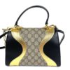 Gucci GG Supreme Monogram Osiride Top Handle Bag Black Gold 14