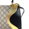 Gucci GG Supreme Monogram Osiride Top Handle Bag Black Gold 16