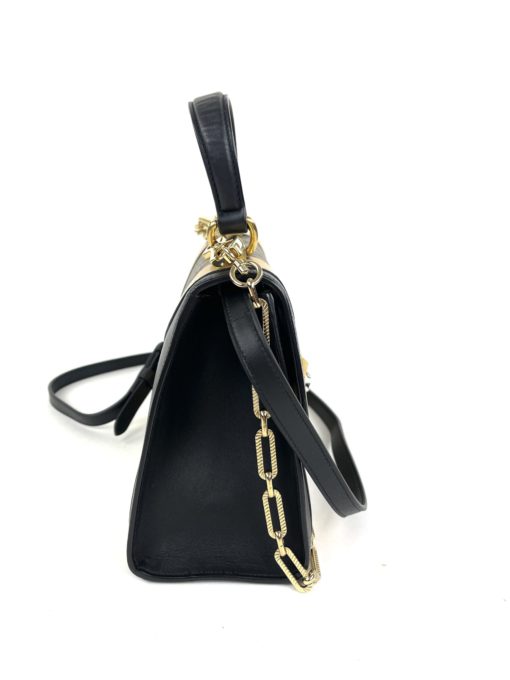 Gucci GG Supreme Monogram Osiride Top Handle Bag Black Gold 17
