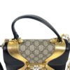 Gucci GG Supreme Monogram Osiride Top Handle Bag Black Gold 18