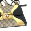 Gucci GG Supreme Monogram Osiride Top Handle Bag Black Gold 25