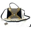 Gucci GG Supreme Monogram Osiride Top Handle Bag Black Gold 2