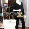 Gucci GG Supreme Monogram Osiride Top Handle Bag Black Gold 37