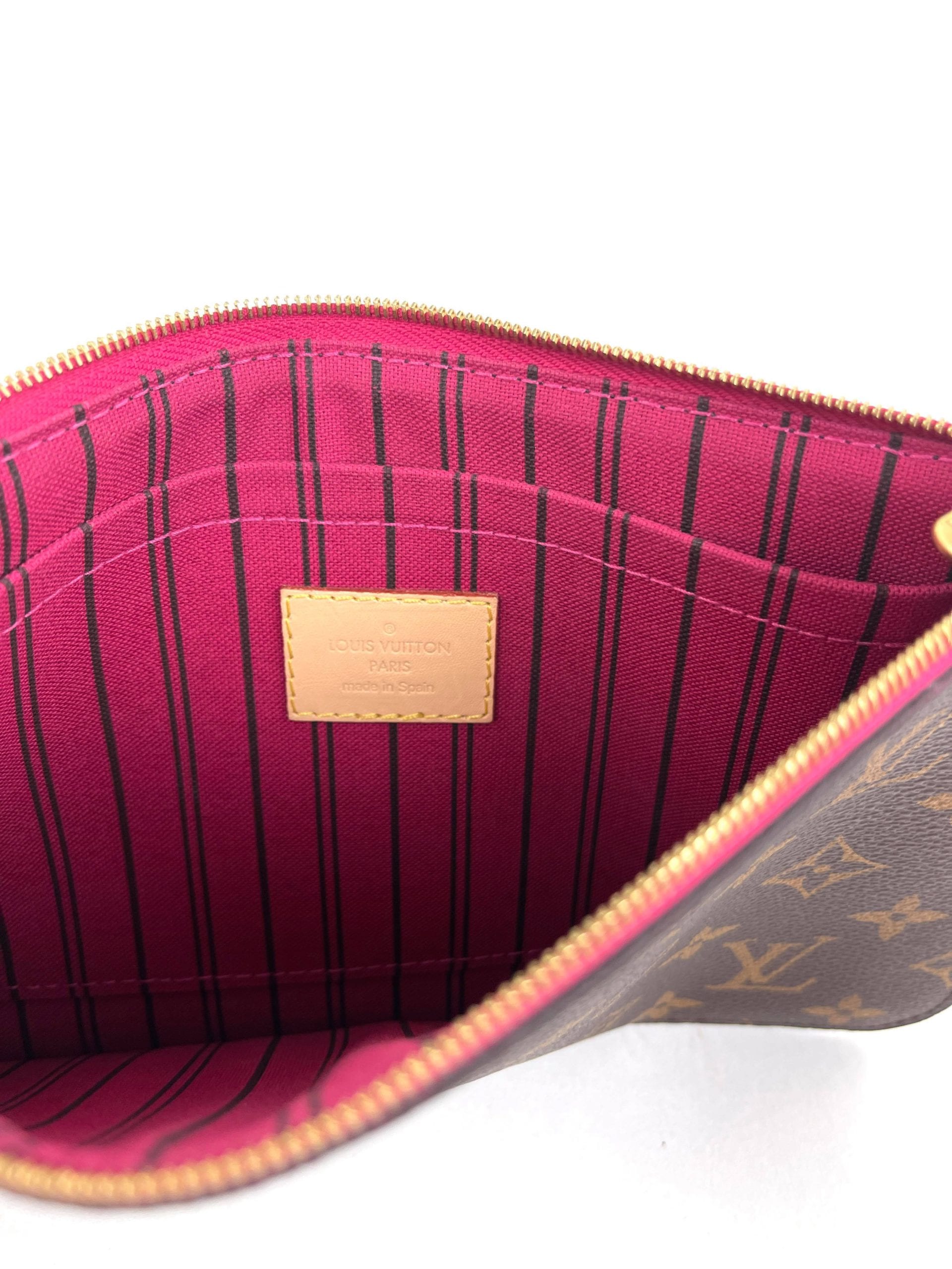 Louis Vuitton Damier Ebene Neverfull Pouch with Cerise - A World Of Goods  For You, LLC