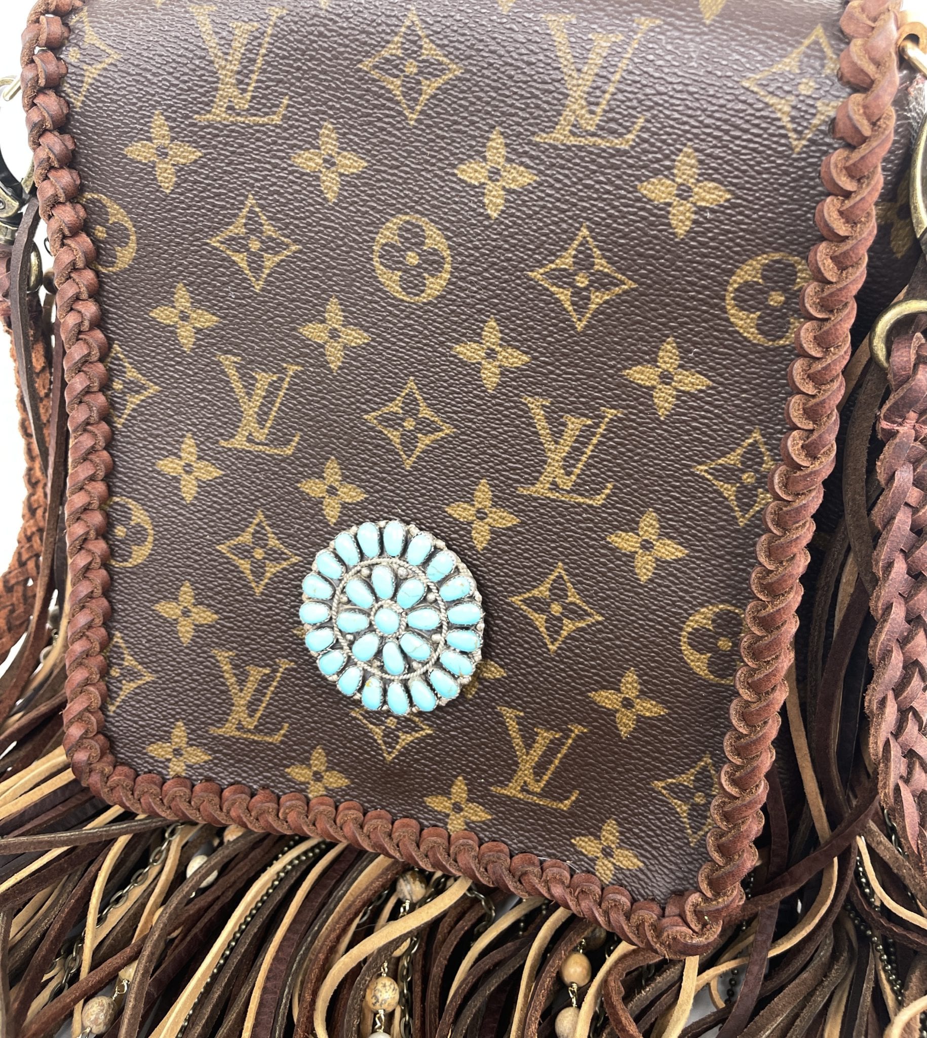 Louis Vuitton, Bags, Louis Vuitton Classic Monogram Upcycled Distressed  Leather Fringe Crossbody