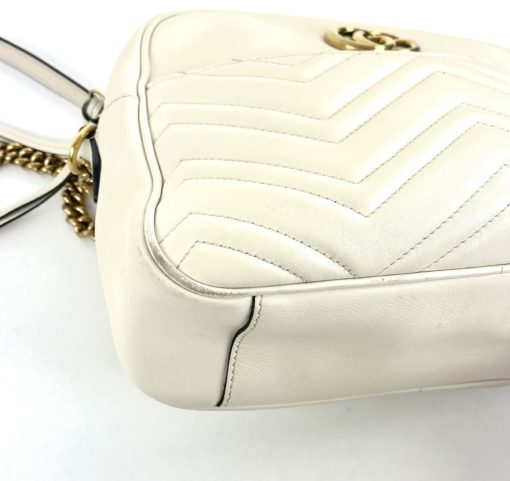Gucci Calfskin Matelasse Large GG Marmont Chain Shoulder Bag Off White