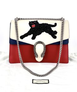 Gucci Calfskin Panther Embroidered Medium Dionysus Shoulder Bag