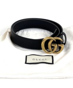 Gucci Black Leather Double G Belt 80/32
