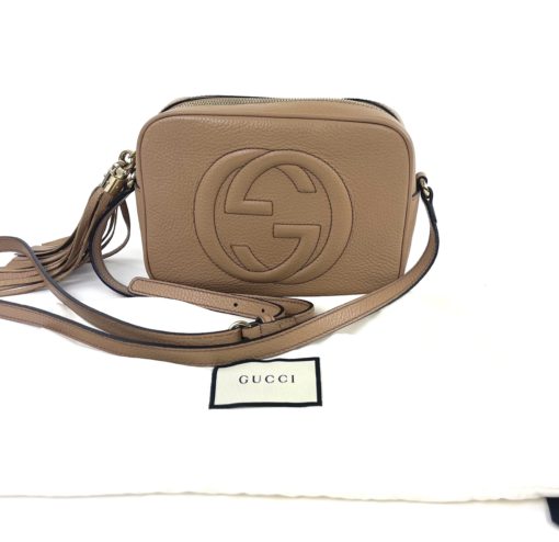 Soho Small Rose Beige Leather Disco Bag front