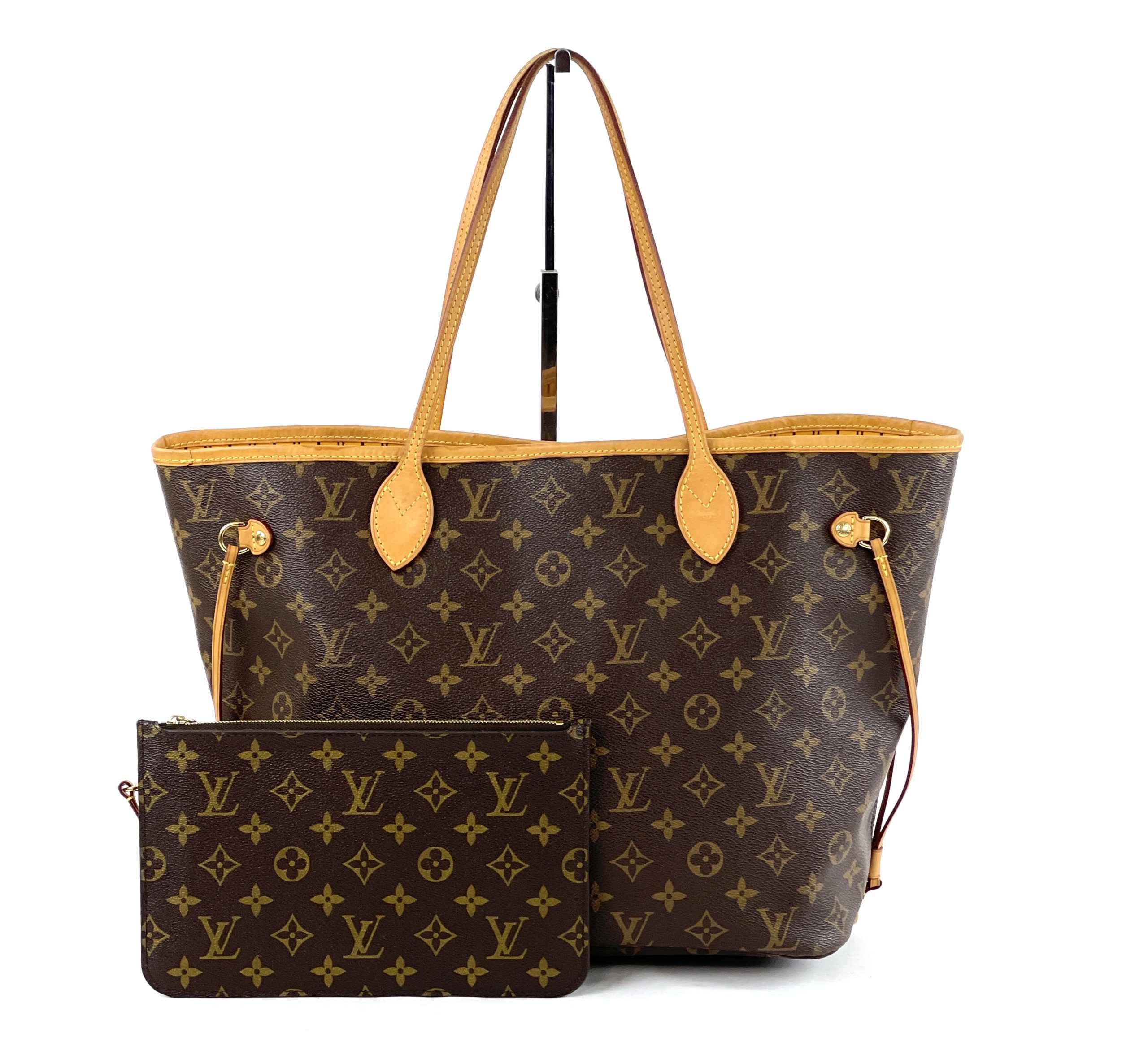 Louis Vuitton Neverfull MM Black/Beige in Lotus Cotton with Gold