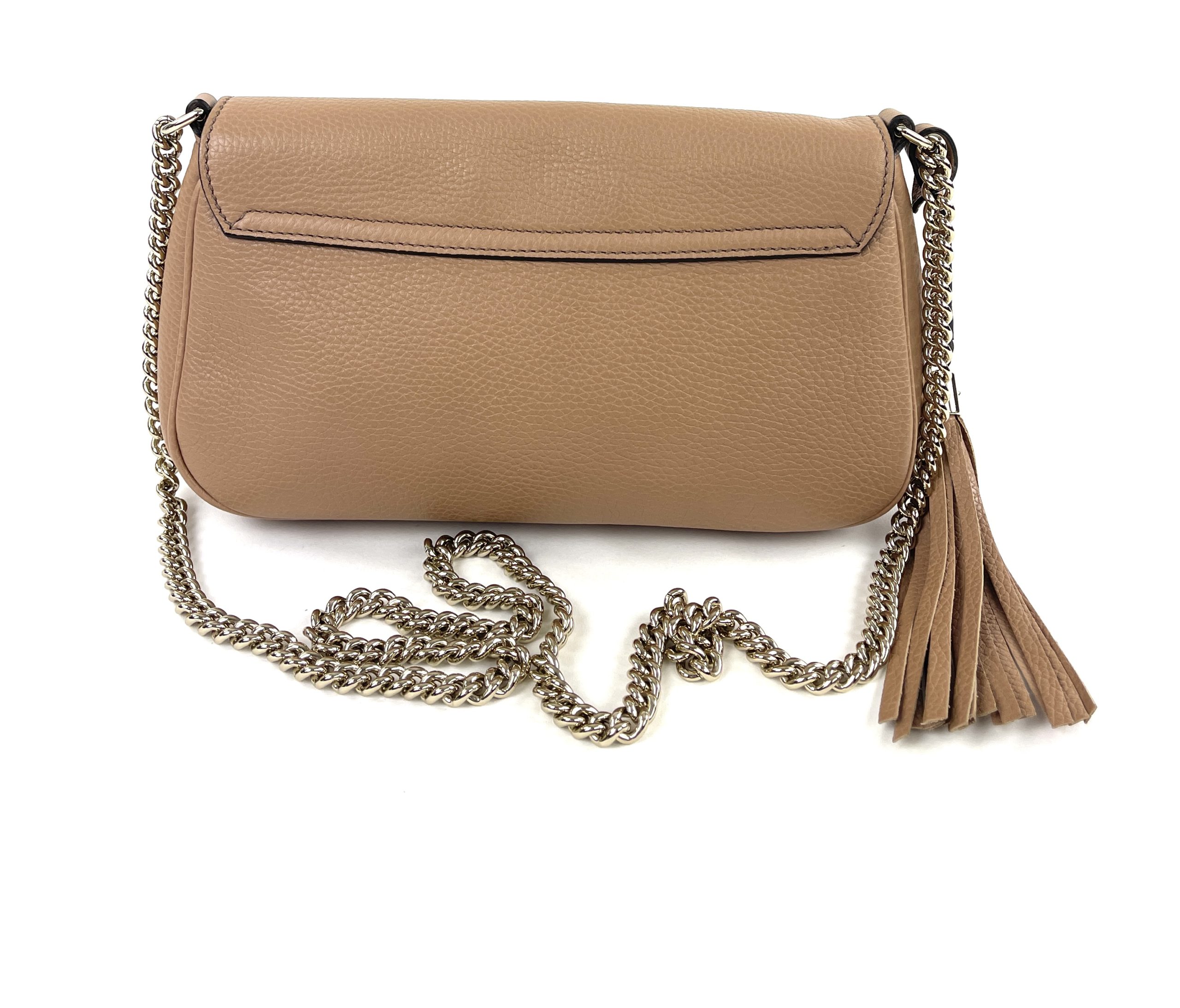 Gucci Soho Off White Leather Handbag Crossbody Clutch Ivory Italy Bag GG New