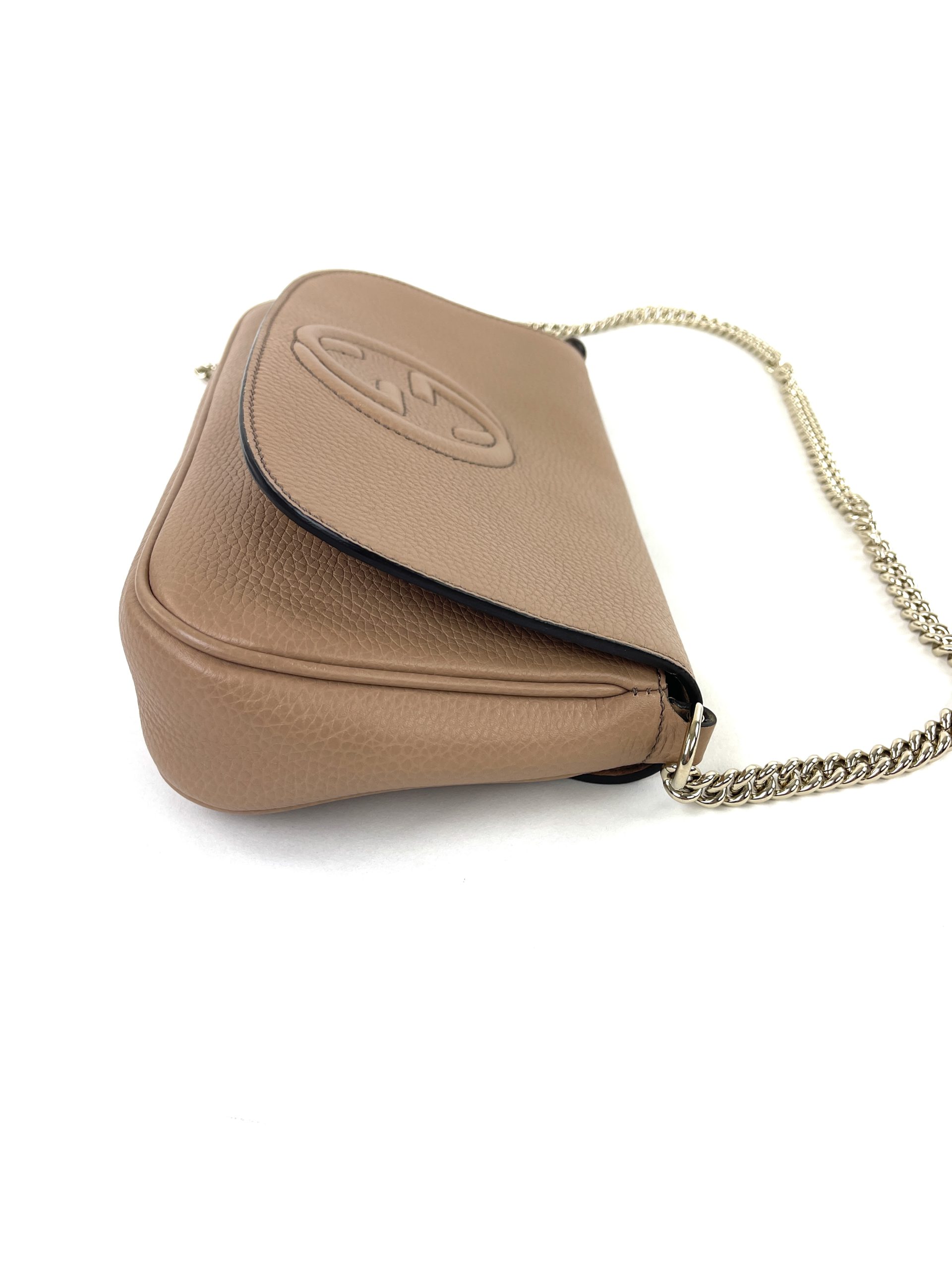 Gucci Soho Leather Wallet On Chain Crossbody Bag Brown