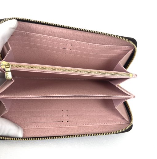 Louis Vuitton Damier Ebene Zippy Wallet With Rose Ballerine 3