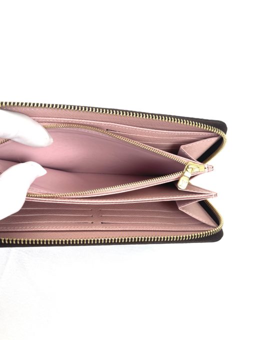 Louis Vuitton Damier Ebene Zippy Wallet With Rose Ballerine 16