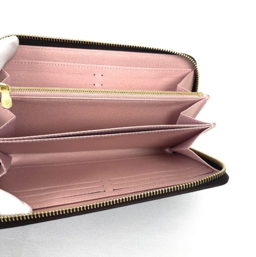 Louis Vuitton Damier Ebene Zippy Wallet With Rose Ballerine