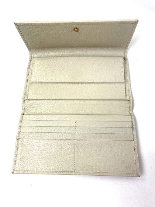Gucci GG Tan Canvas Flap Wallet With Cream Leather Trim 25