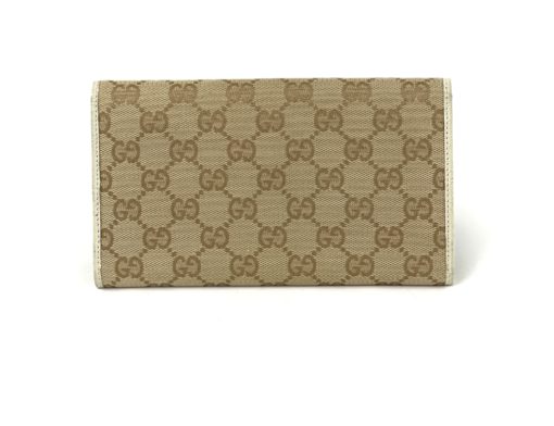 Gucci GG Tan Canvas Flap Wallet With Cream Leather Trim 9