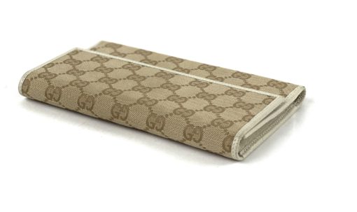 Gucci GG Tan Canvas Flap Wallet With Cream Leather Trim 6