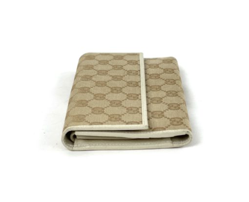 Gucci GG Tan Canvas Flap Wallet With Cream Leather Trim 5